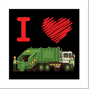 'I Love Garbage Trucks' Awesome Truck Gift Shirt Posters and Art